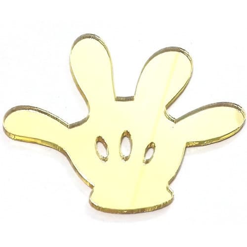 Aplique Mão Do Mickey Acrílico Espelhado Dourado 20 Pçs
