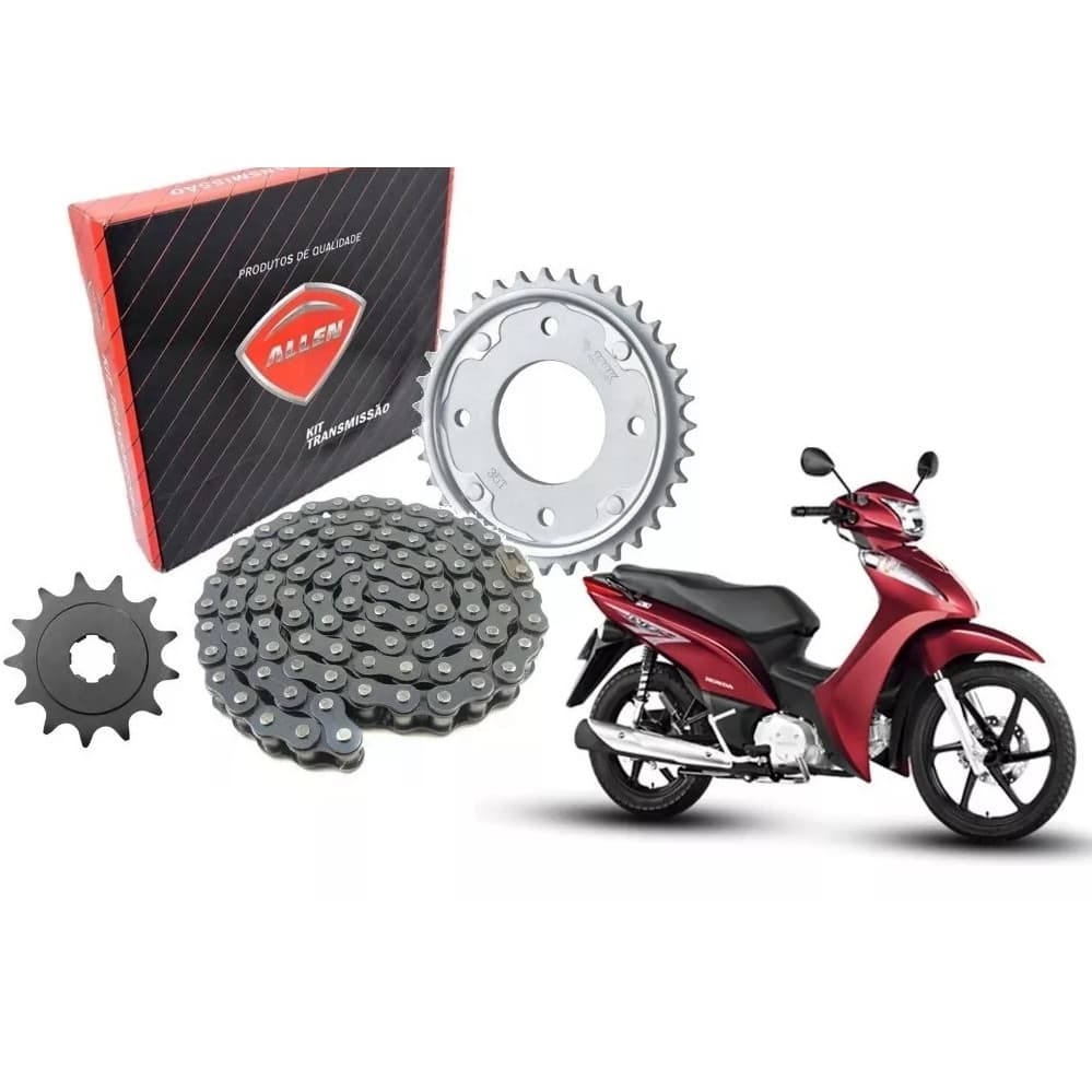 Kit Relacao Tracao Transmissao Honda Biz 125 2005/2024 e POP100 ALLEN