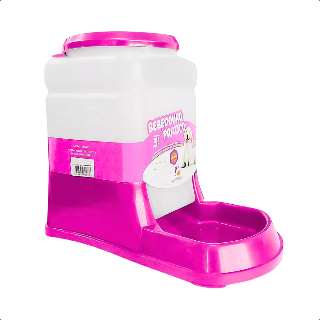 Bebedouro Automático 3L Para Cães E Gatos Prático - Cor Rosa