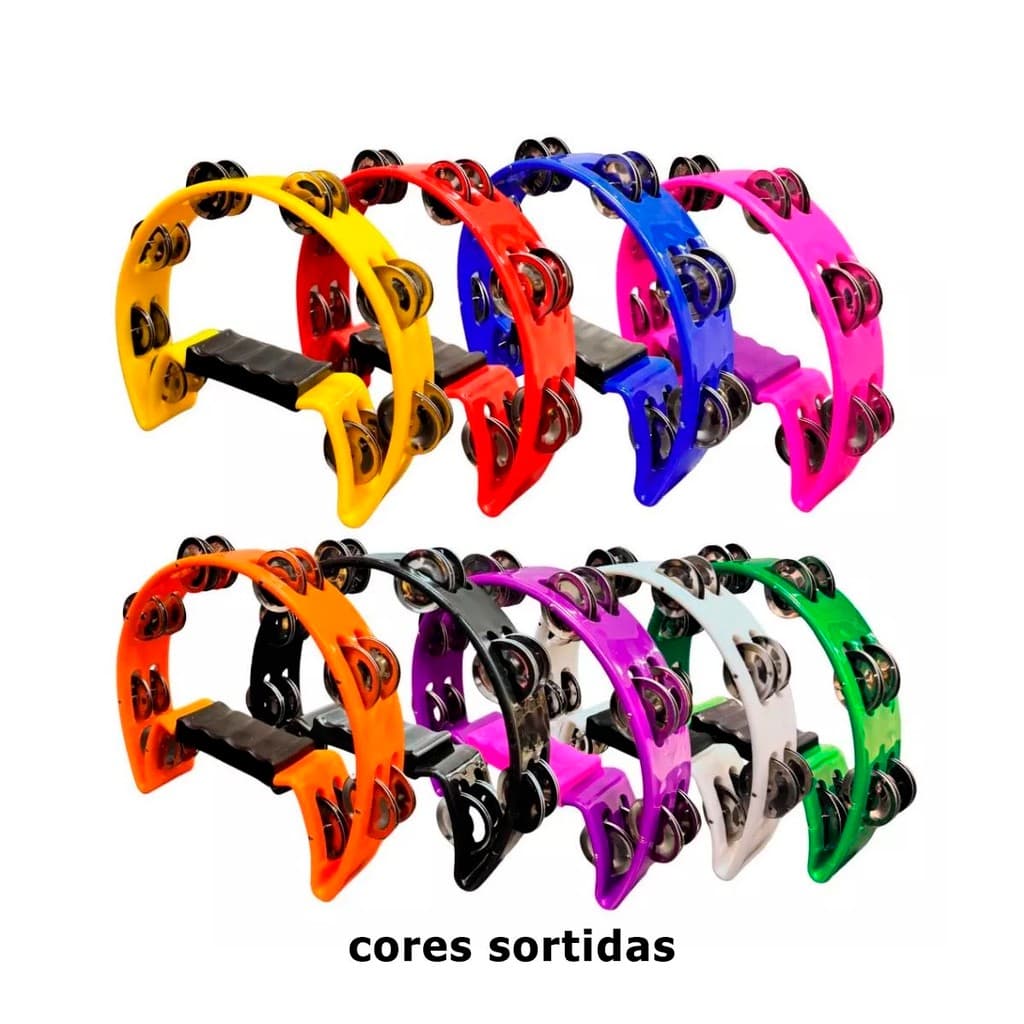 Kit 8 Pandeiro Meia Lua Pandeirola Colorido