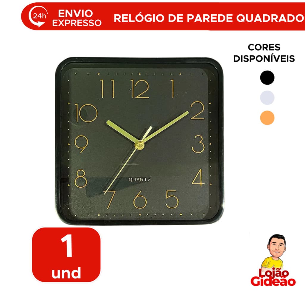 Relógio de Parede Quadrado Prestige 20 cm
