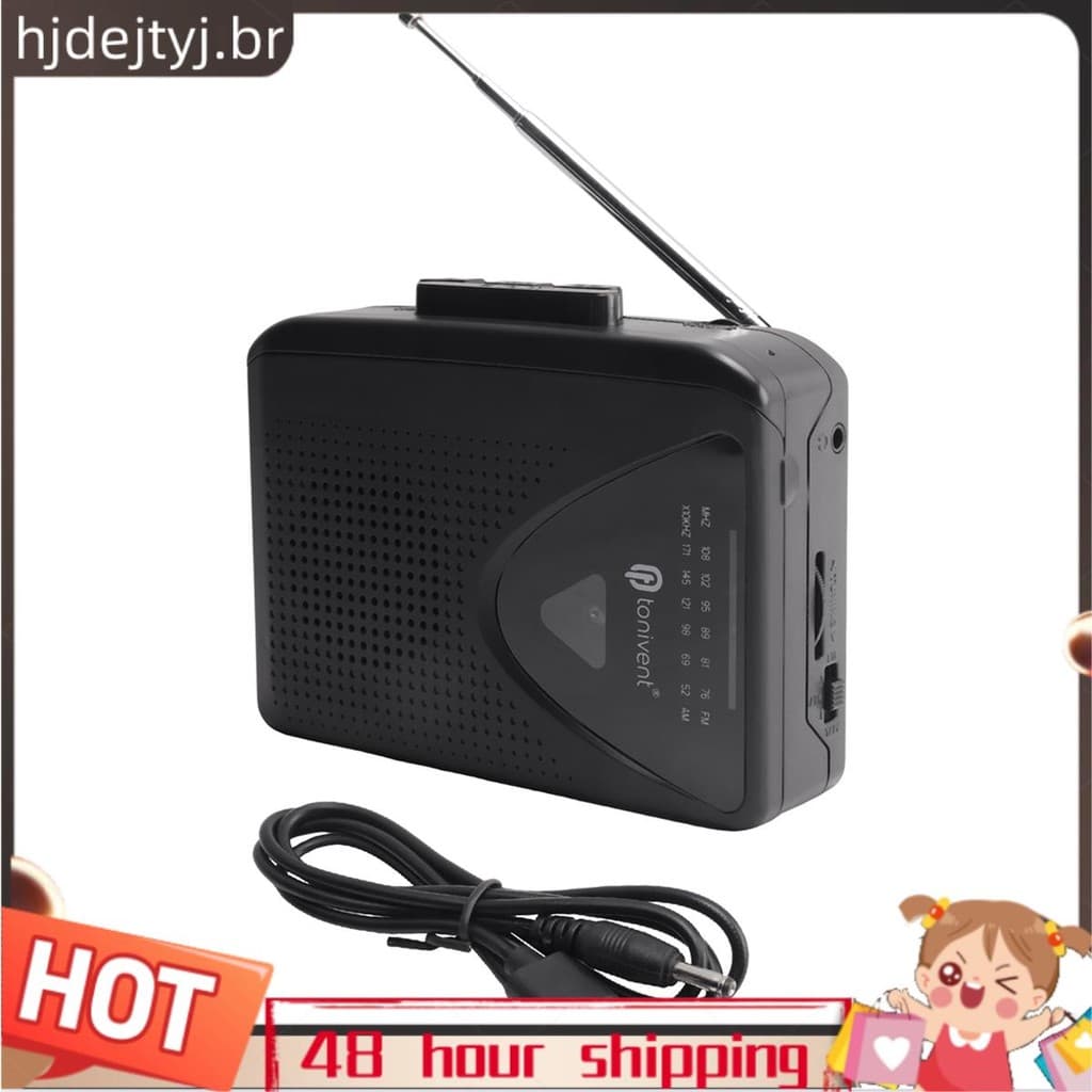 Leitor De Fita Cassete Portátil Alto-Falante Embutido Rádio AM/FM Com Entrada Para Eeadphone De 3.5mm Reprodutor De Músi