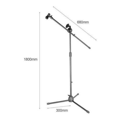 Pedestal Híbrido Para Microfone Com Tripé e Dois Cachimbos
