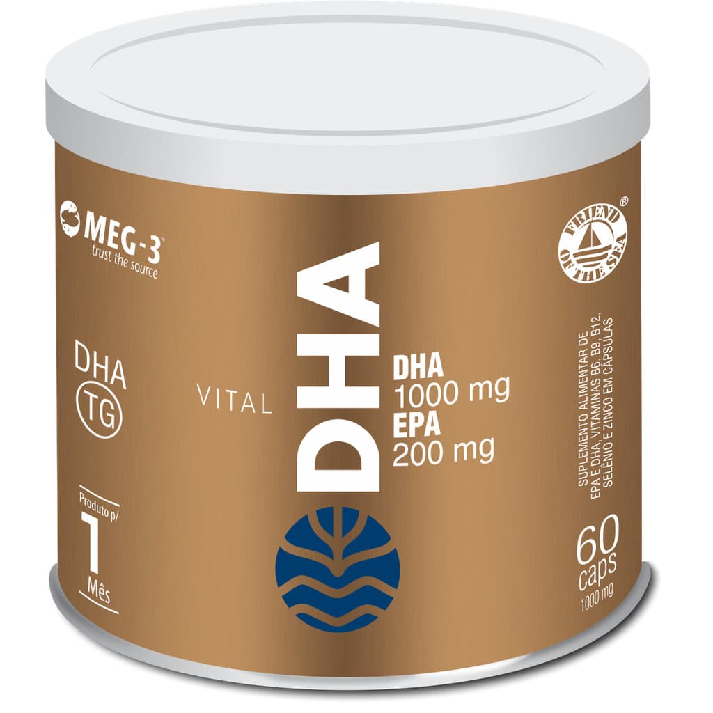 Ômega 3 Vital DHA 1000mg  EPA 200mg Pureza MEG-3 60 cápsulas