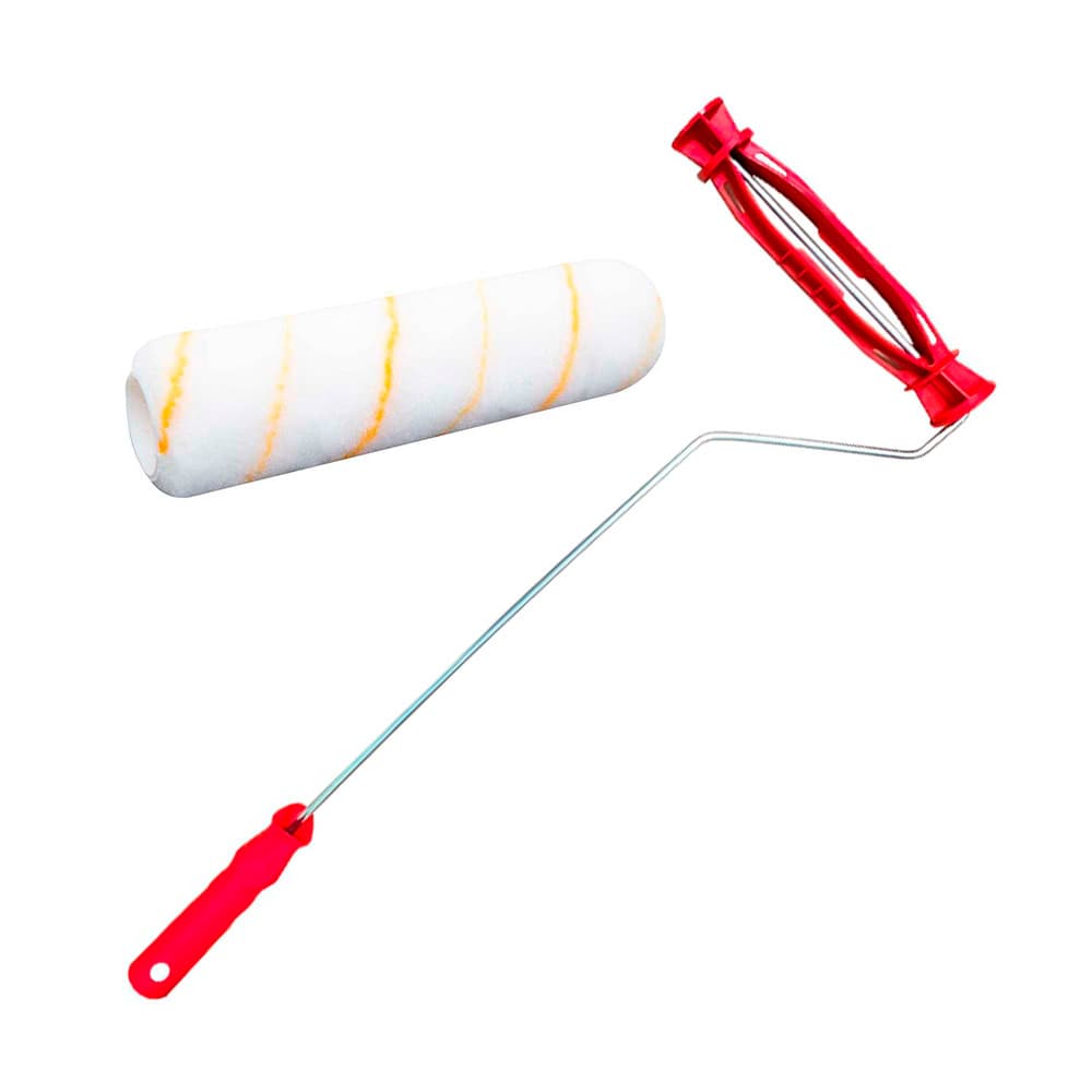 Garfo para rolo 23 cm com gaiola, cabo 65 cm - Compel + rolo de pintura lã anti-gota 23 cm - Vonder