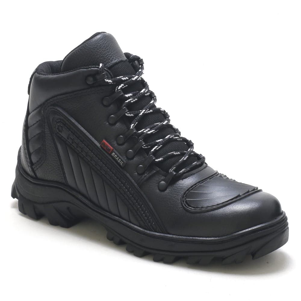 Bota Tênis Motociclista Masculina Couro Palmilha Gel Macia