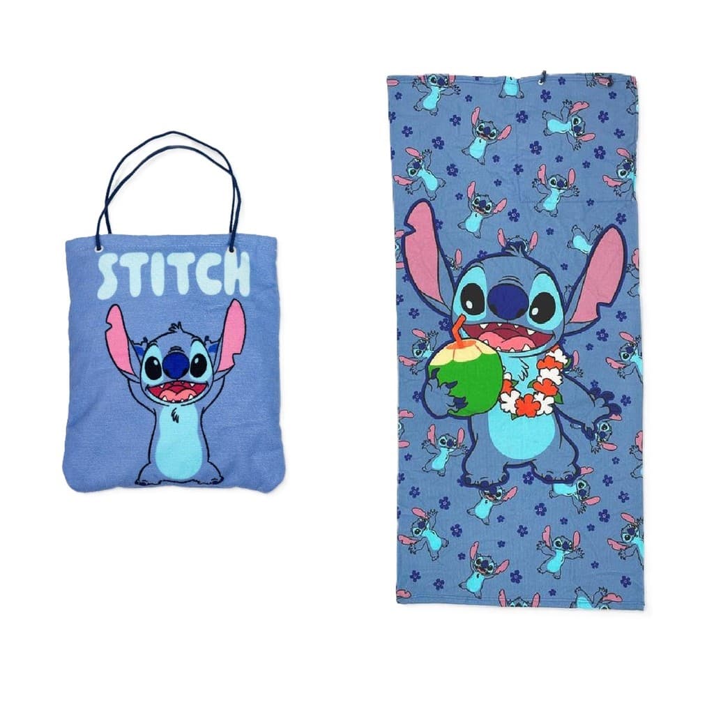 Toalha de Praia 2 em 1 Bolsa Stitch Com Estampa Disney