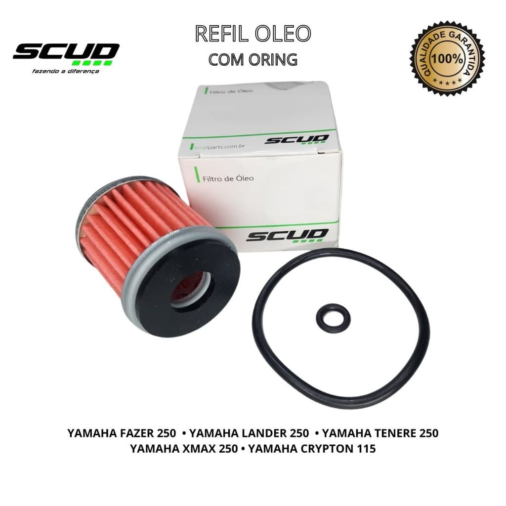 Filtro Óleo Fazer 250 Lander 250 Tenere 250 Xmax 250 Crypton 115 - Com Oring - SCUD