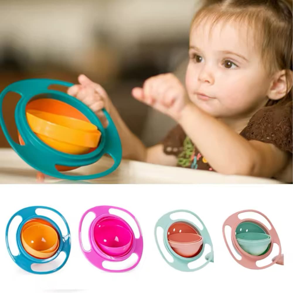 PRATO MÁGICO 360° GIRO BOWL INFANTIL BEBÊ GIRATÓRIO NÃO CAI ALIMENTO INTRODUÇÃO ALIMENTAR FOFO DIVERTIDO