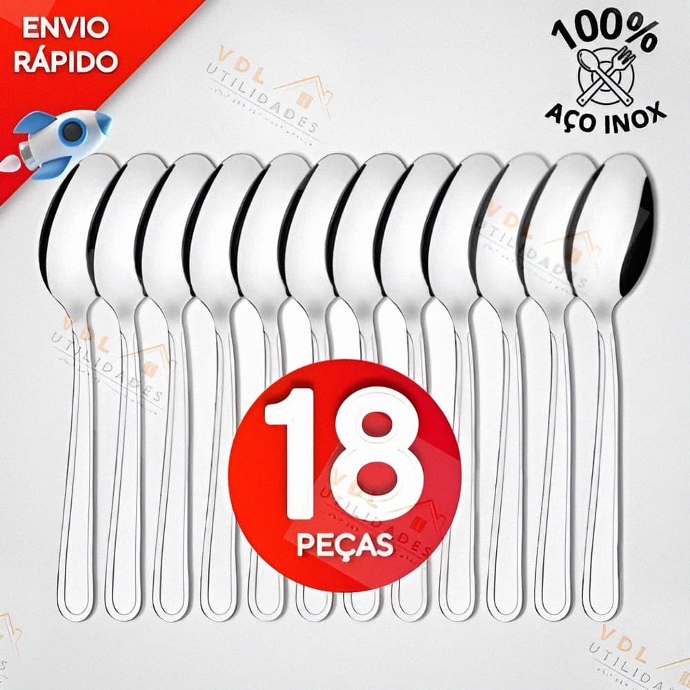 Jogo Com 18/12 ou 6 talher Colher de sopa mesa inox buffet restaurante