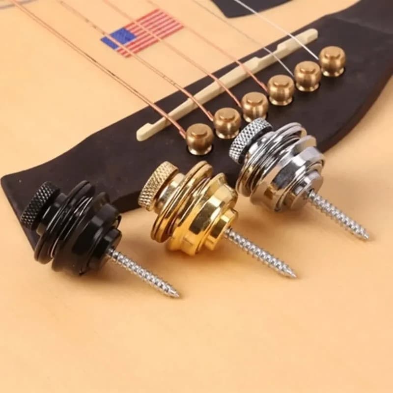 Trava de Correia de Guitarra, Botão de Metal Durável, Trava de Segurança para Guitarra Elétrica Acústica, Baixo, Ukulele