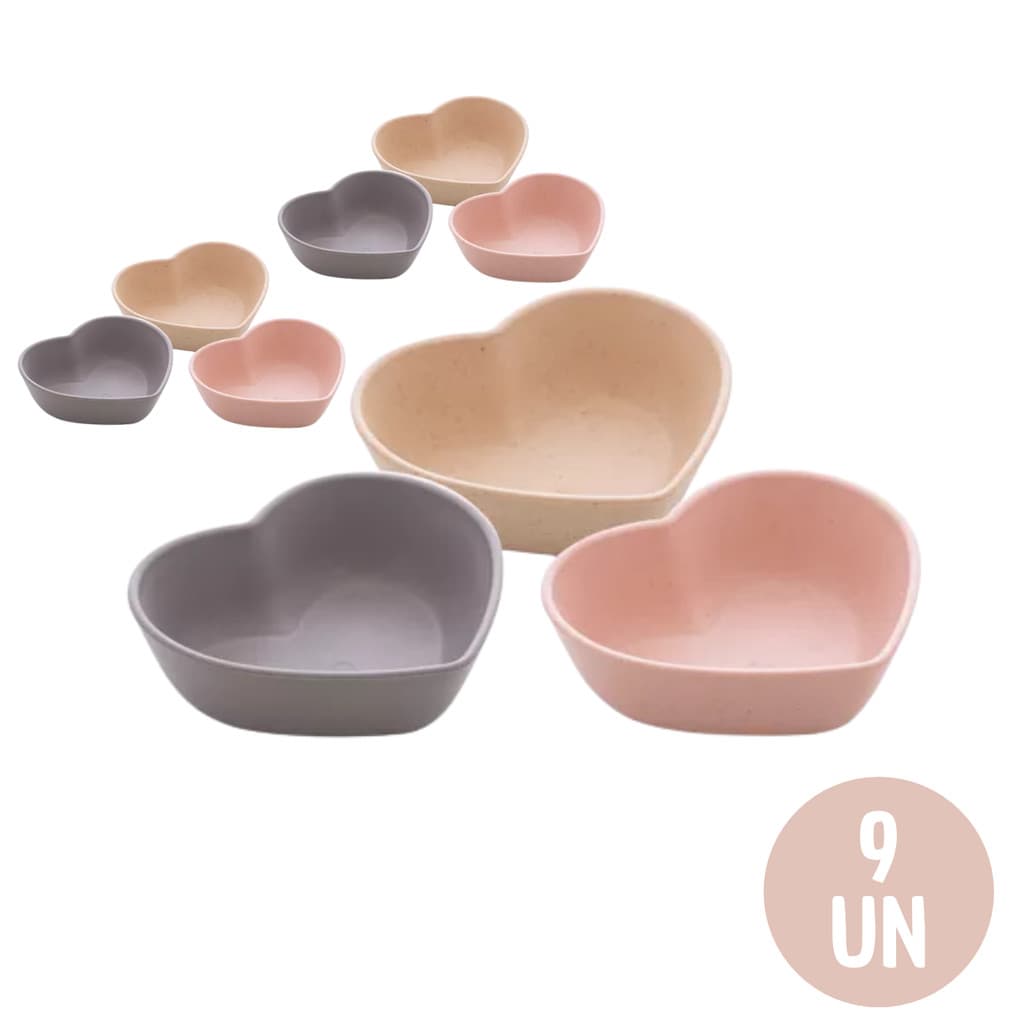 Conjunto de Bowls Coração Bambu e PP Lines Sortido - Lyor