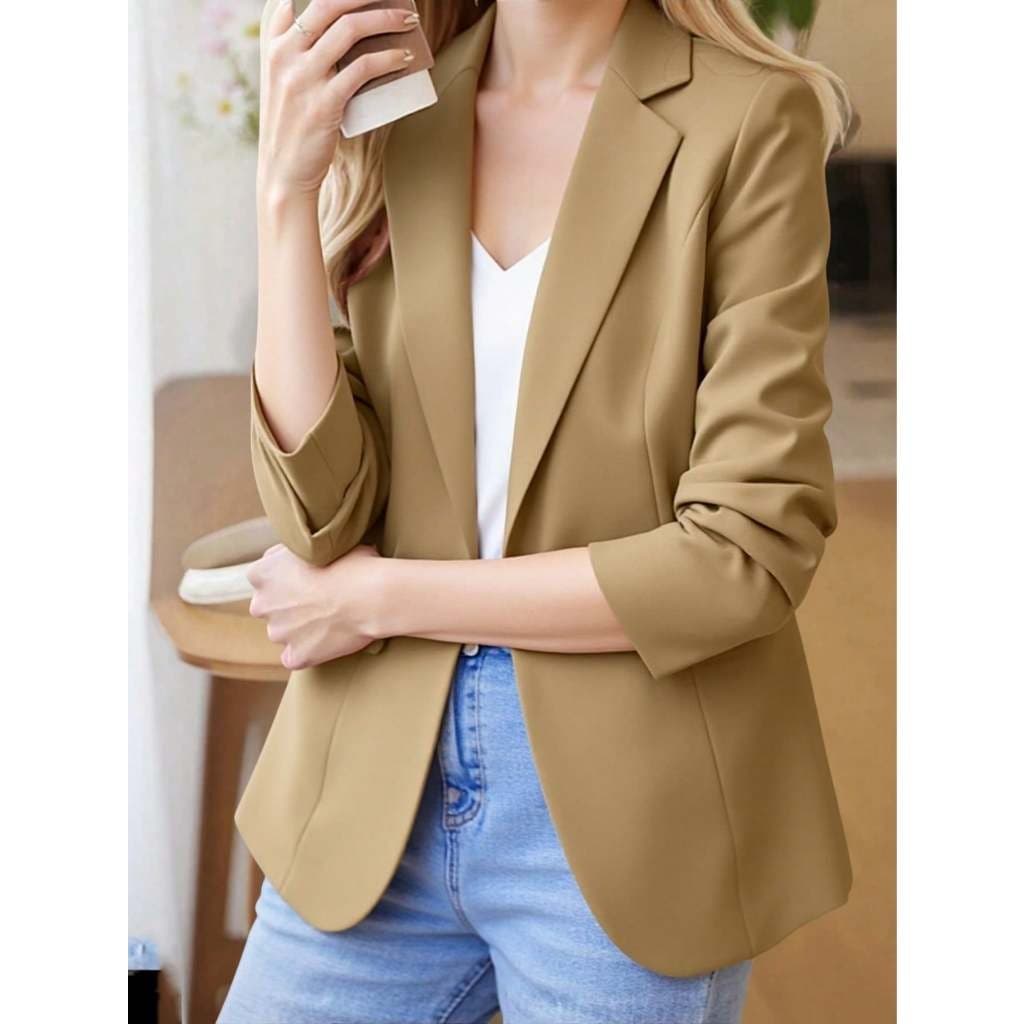 Blazer Alfaiataria Com Forro 1 Botão Feminino Casaco Elegante Social Coleção Nova importado tecido ótima linda 1 botões