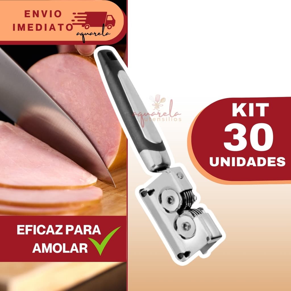 Jogo 30 Amolador Afiador de Facas Pexeira Tesouras Profissional em Aço Inox Para Cozinha Churrasqueira Atacado