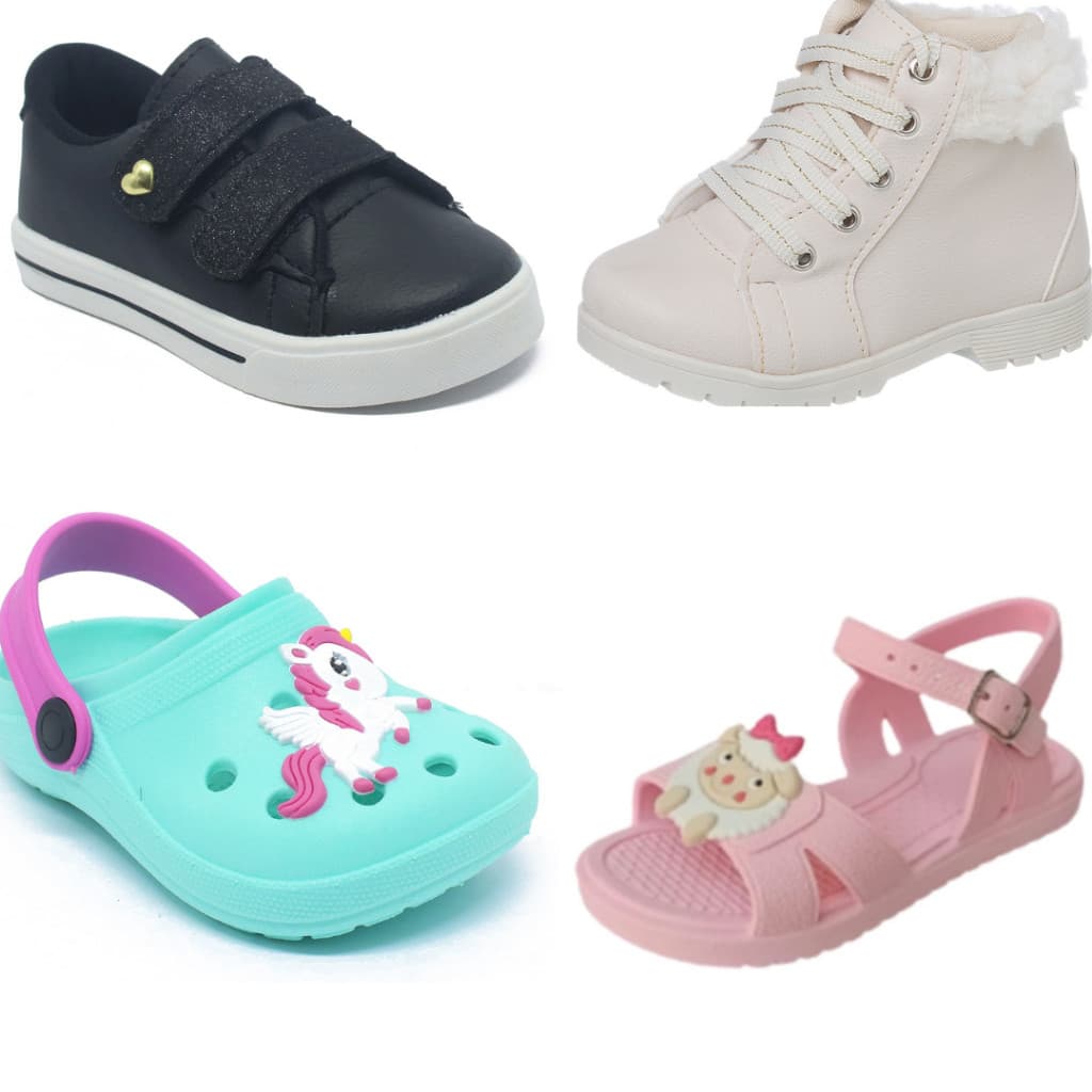 Combo 4 tênis infantil menina kit inverno calçado voltas aulas