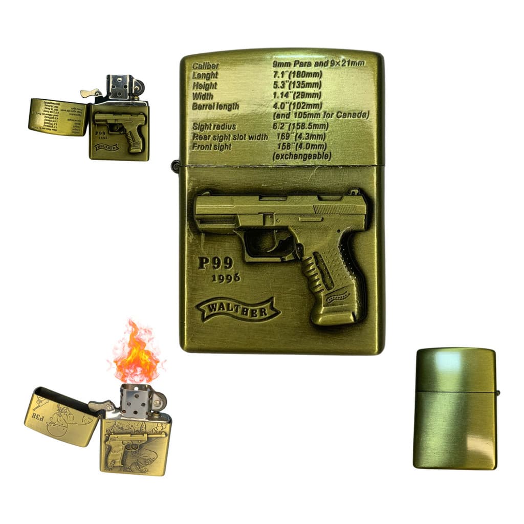 Isqueiro Antigo Acendedor Pistola Clássica Personalizado