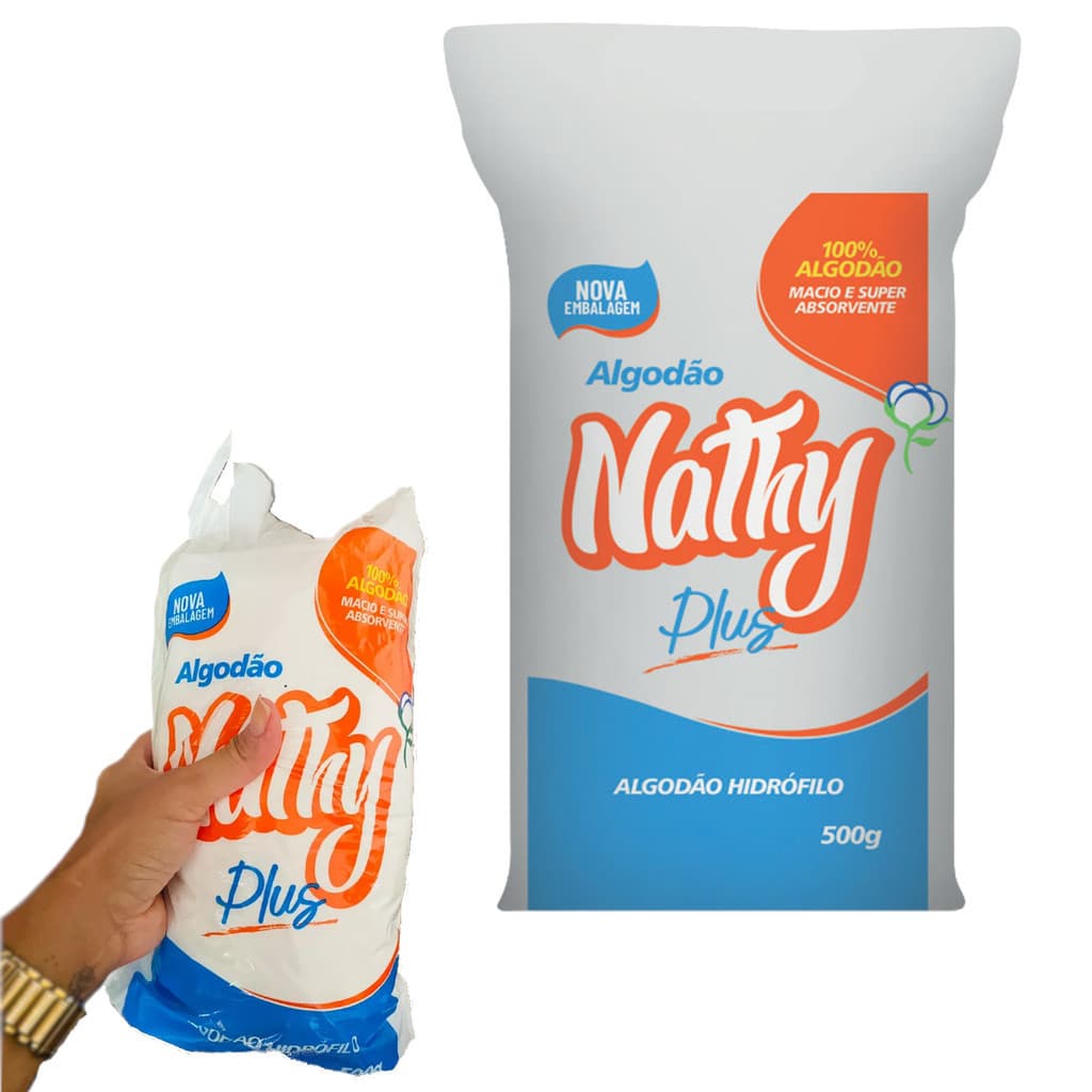 Algodão Hidrófilo Nathy 500g Até 4 Rolos - Rolo Prensado Profissional p/ Estética Spa Bebês Curativos Podologia