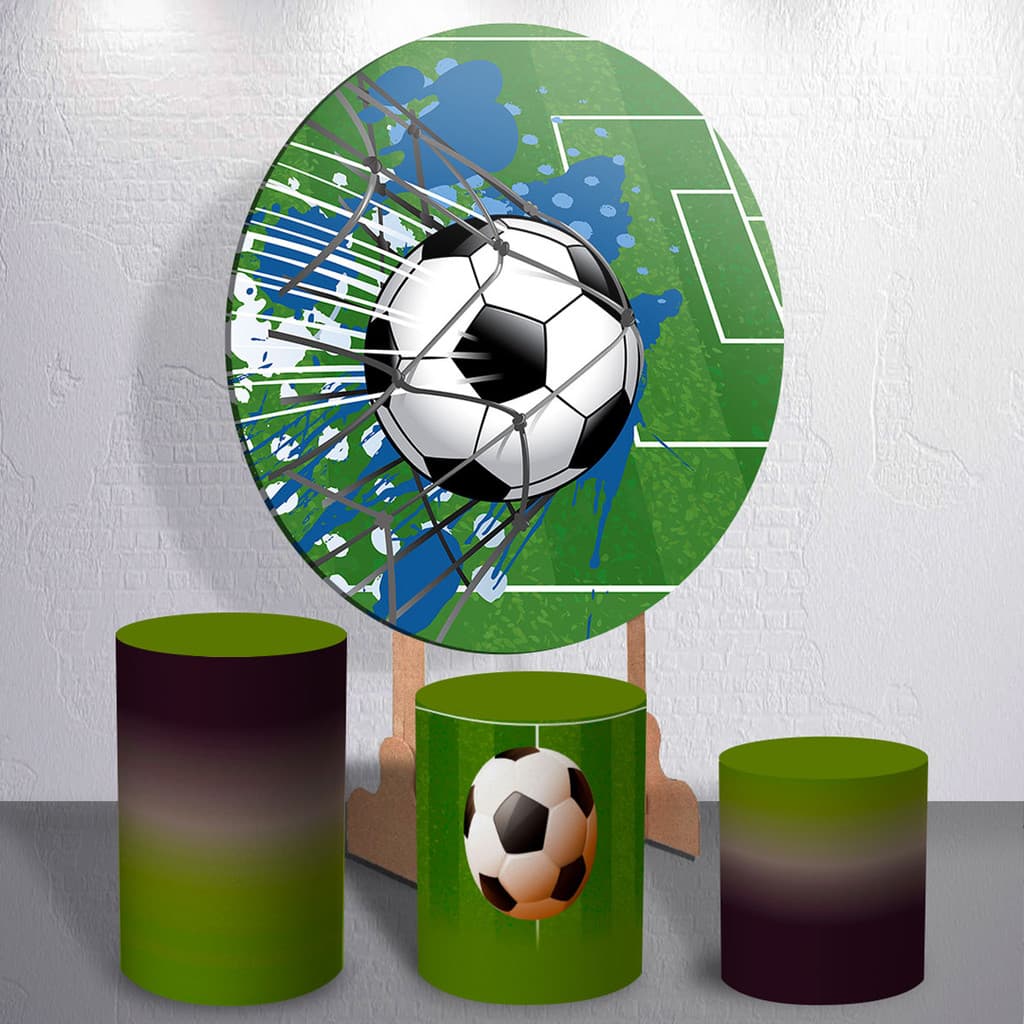 Capas Painel Redondo Festa Com Trio de Cilindro Decoração Tema Times Futebol Festa Infantil