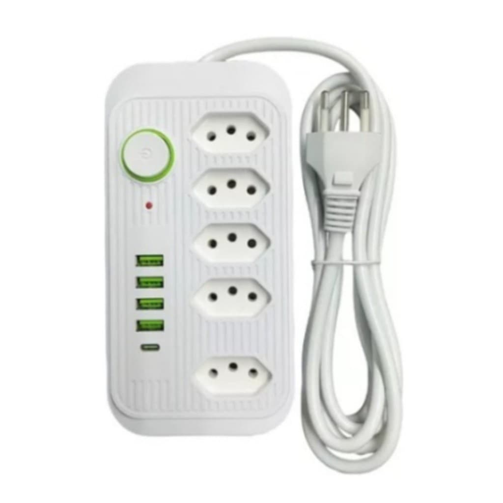 Extensão Tomadas com USB e TypeC Universal Bivolt 110v/220v 2500W Power 2m Filtro De Linha Segurança