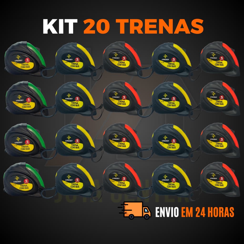 Kit Trena Métrica 5 Metros Fita de Aço Profissional Emborrachada