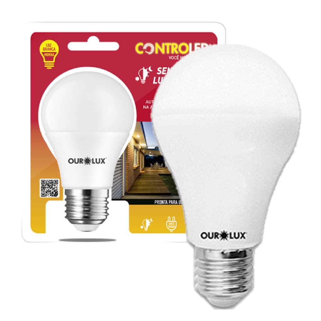 Kit 3 Lampada Noturna 9w Sensor Luminosidade Luz Amarela 2700K