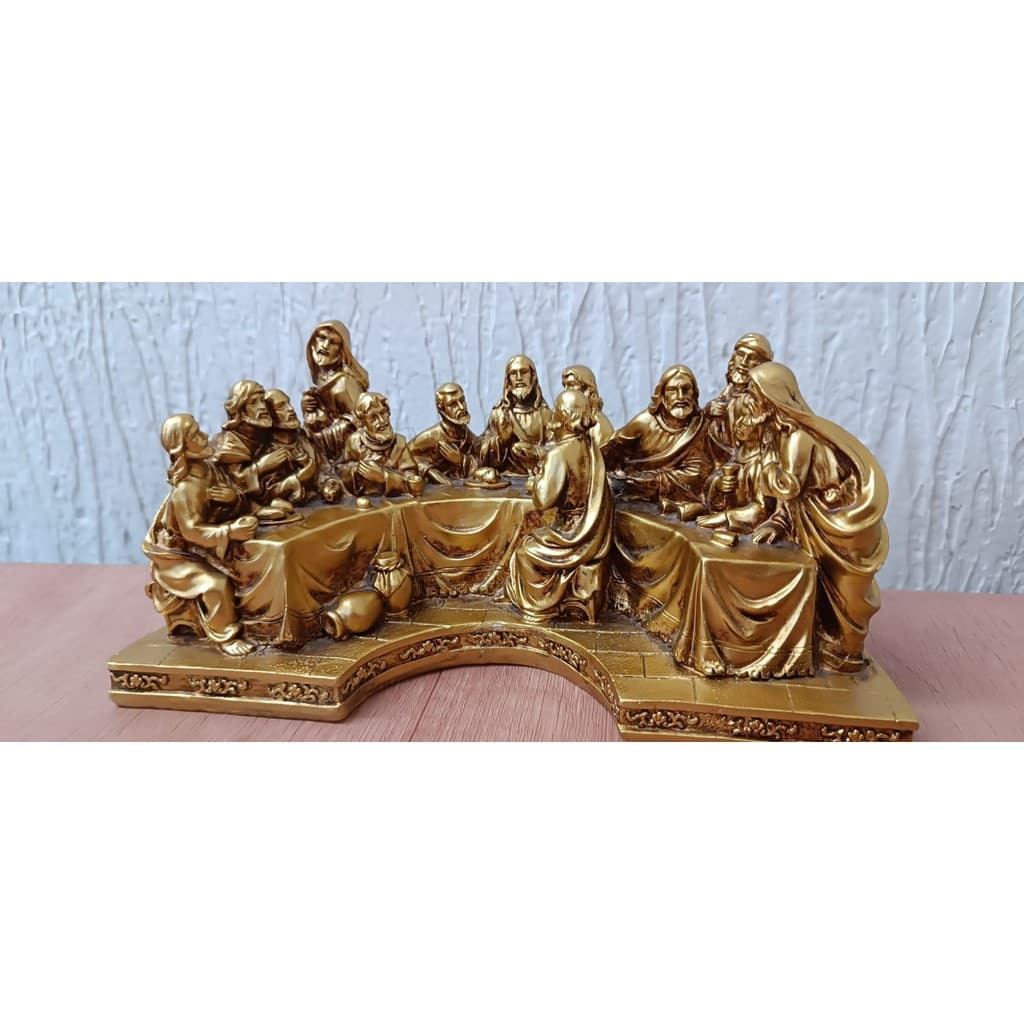Santa Ceia Mesa de Natal Dourada Decoração para Natal 23cm