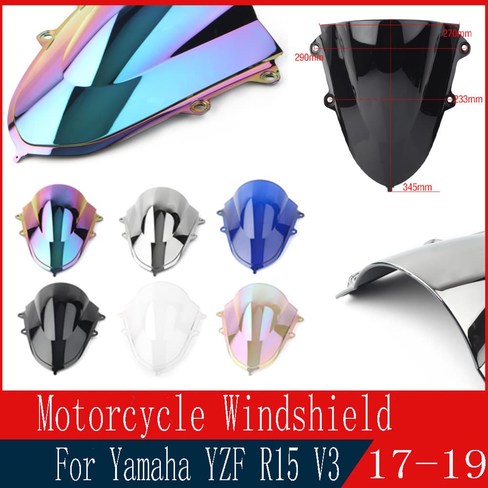 Pára-Brisa Para Yamaha YZF-R15 V3 2017 2018 2019 2020 Bolha Dupla Brisas Acessórios Da Motocicleta Carenagem Defletor