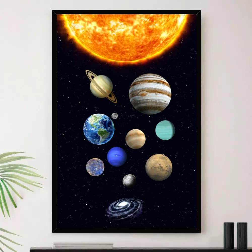 Quadro Planetas Sistema Solar Galaxia Decorativo A3 35x45cm
