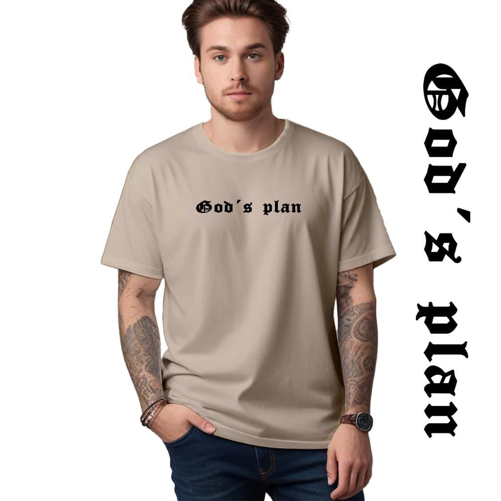 Camiseta Masculino e Feminino God´s Plan Tumblr Lançamento Camisa Premium 100% Algodão Cor Caqui