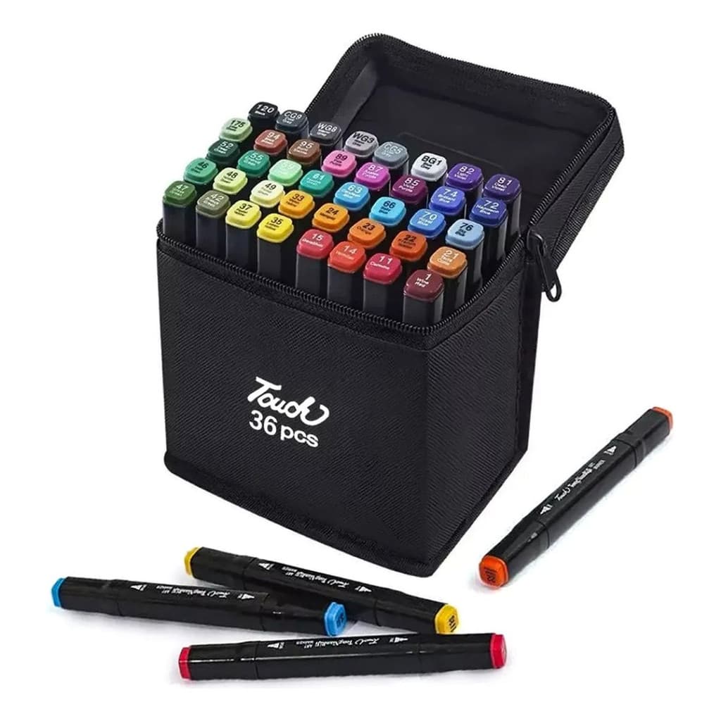 Kit 36 Cores Canetinhas Color Marcador Ponta Dupla Desenho Preto