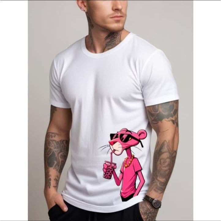 Camisa Feminina Masculina Estampa Pantera Cor De Rosa