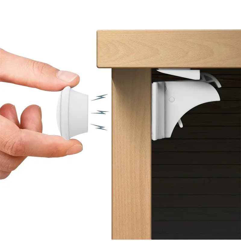 Kit 4 Travas  Gaveta Armário Porta Gabinete Moveis Invisível Magnética Trancar segurança  P/crianças