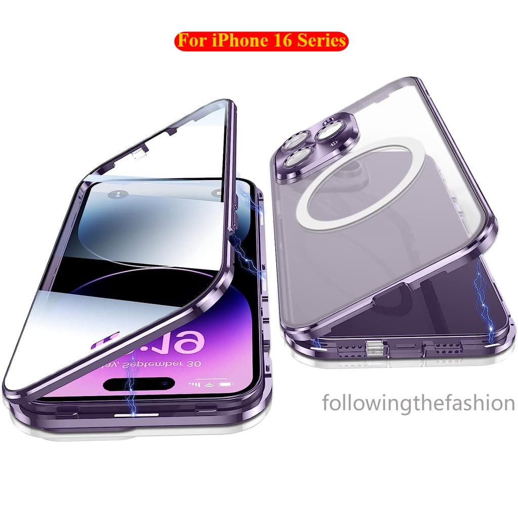 Capa Magnética Para iPhone 16 Phone12 13 14 15 16 Pro e ProMax 4G 5G 360 Graus Proteção Dupla Face Adsorção Amortecedor