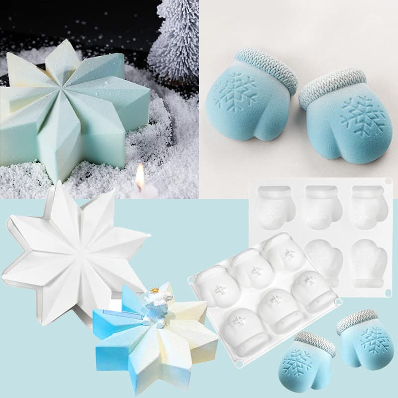 Natal 27cm Mousse bolo molde luvas Chocolate Silicone molde sobremesa cozimento molde