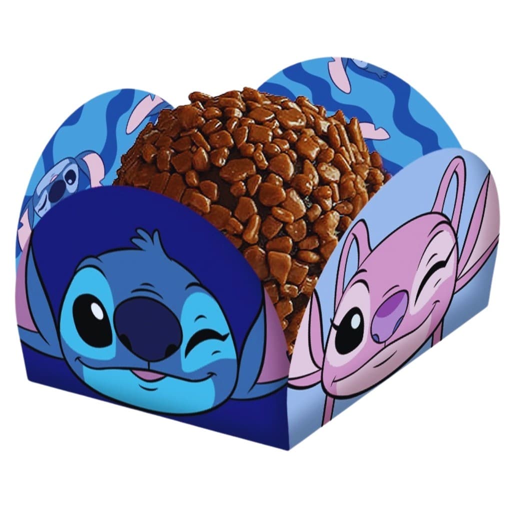 Porta Forminha De Brigadeiro Doces Festa Stitch Decoração Aniversário 40unid - 4 Pétalas