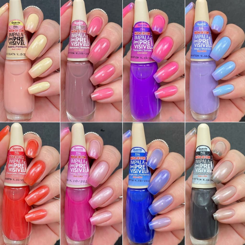 Kit 8 Esmaltes Impala Impresvisivel Muda de Cor