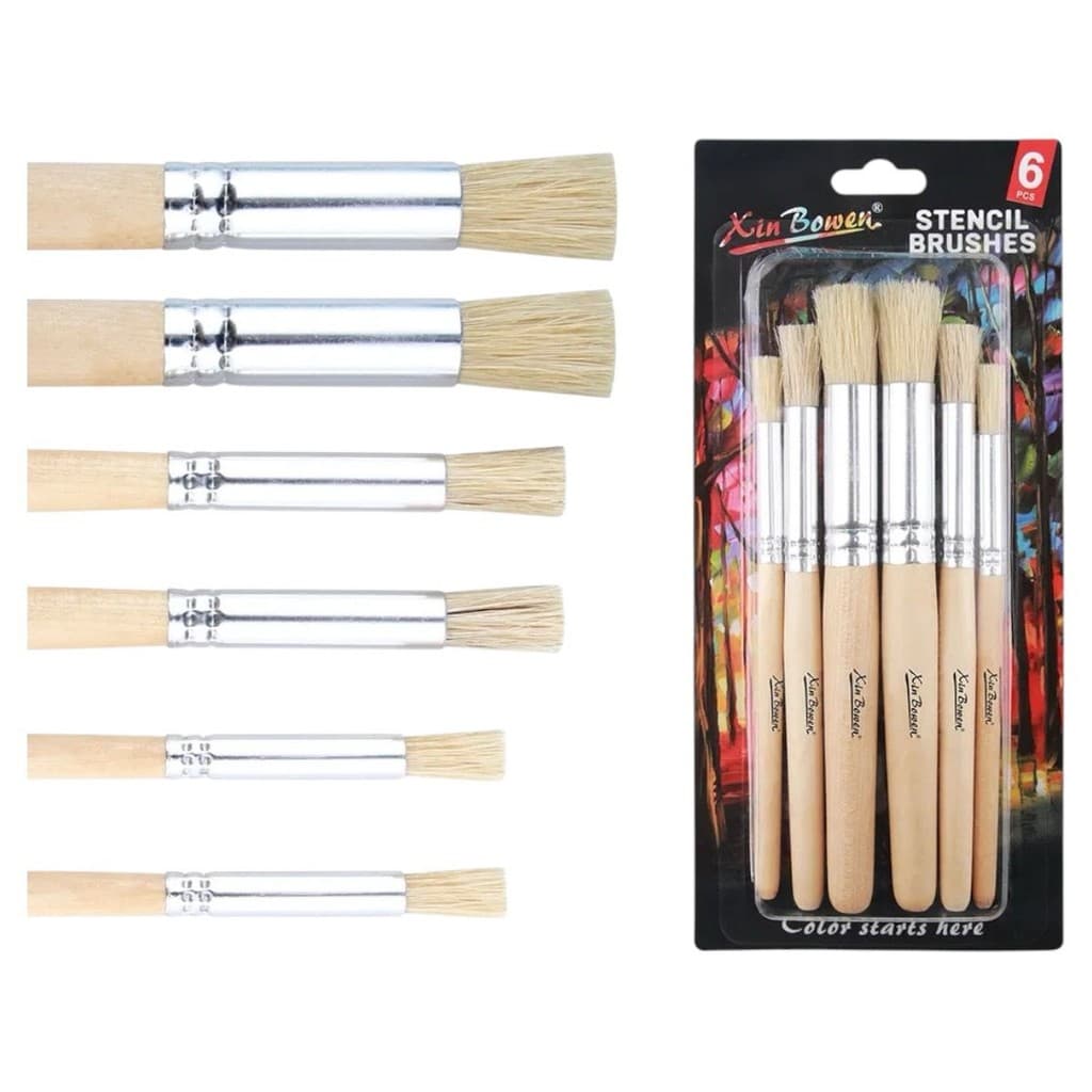 Pincel para pintura Stencil Pitua Natural Kit 6 Pincéis