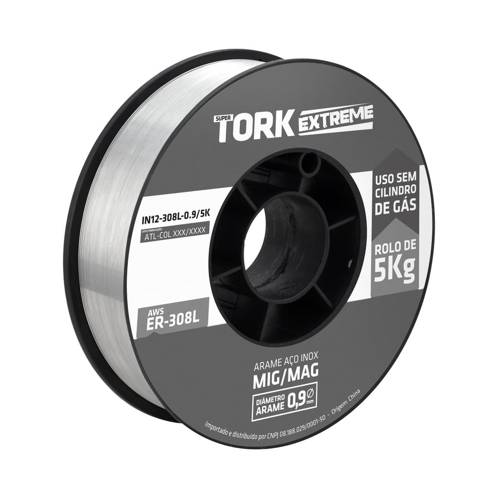Arame para Solda Mig Inox Uso com gás 0.9mm Rolo de 5Kg Tork