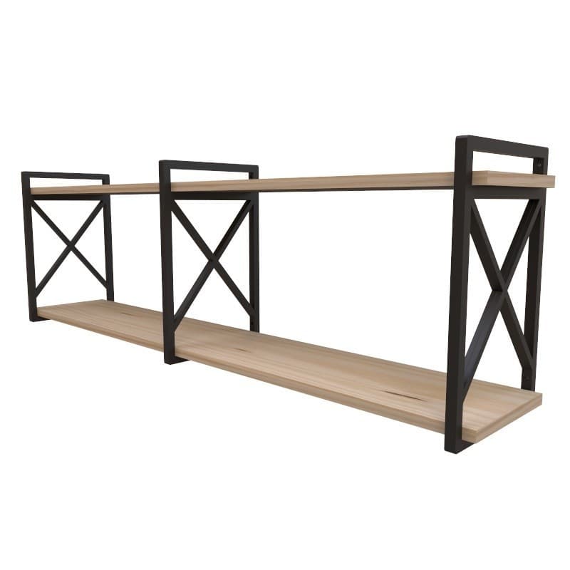 Prateleira estilo industrial 20cm x 115cm - Kit Completo c/ Madeiras e Suporte