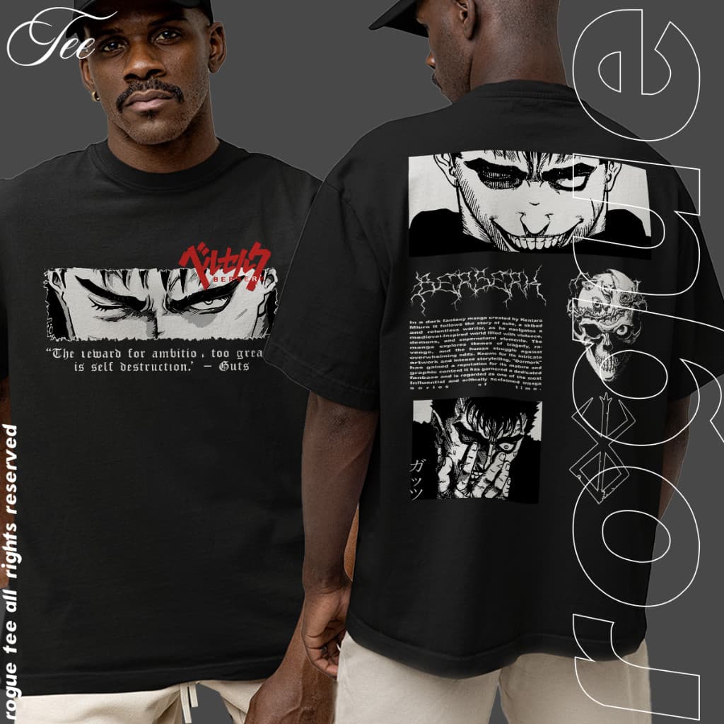 Camiseta Basica Eyes Guts Reward Berserk Armor Falcao God Hand Anime Unissex