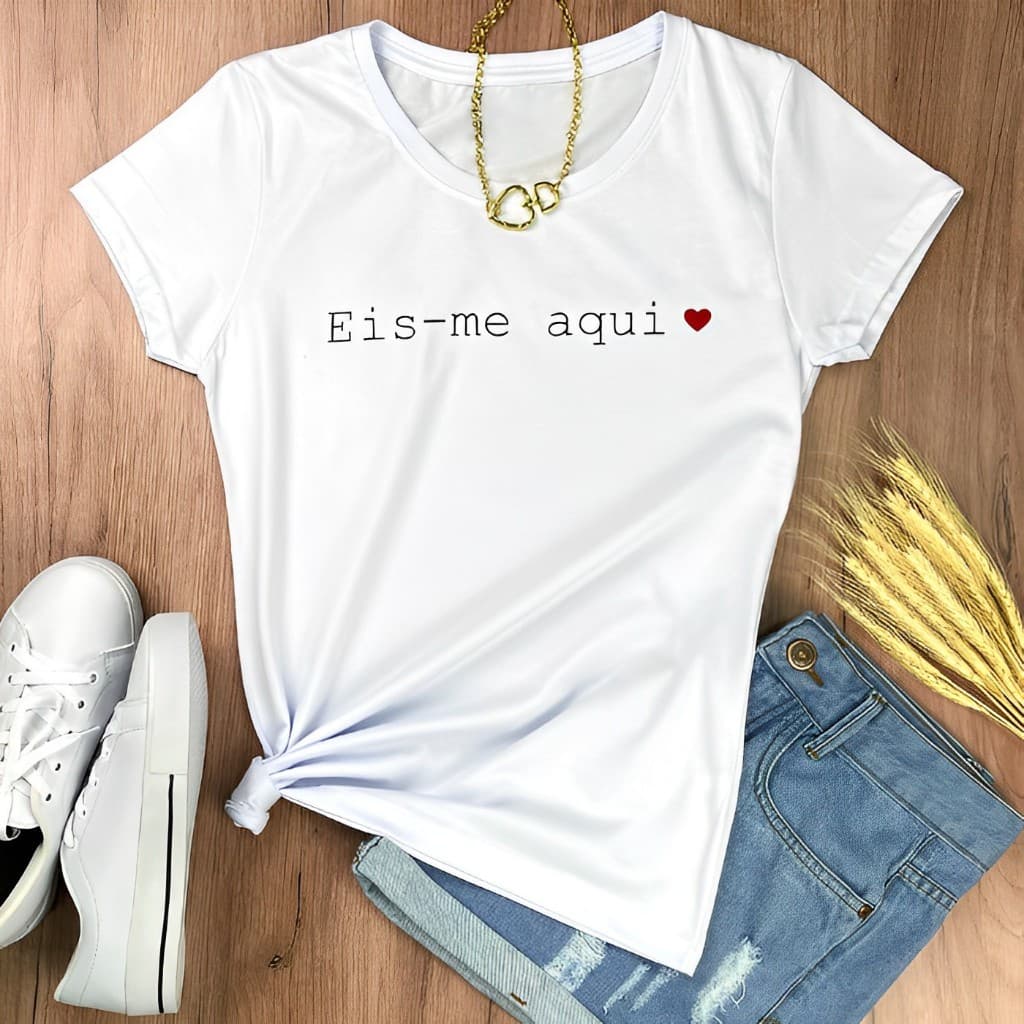 Blusa Unissex Unissex Camiseta 100% Confortável Religiosa Cristã Confortável Eis-me aqui