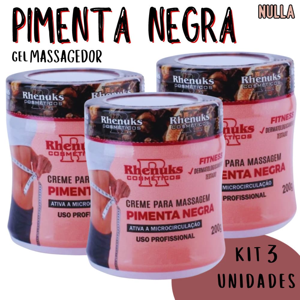 KIT C/3 - Gel massagem PIMENTA NEGRA Rhenuks