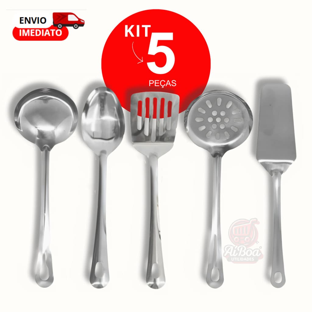Utensilios para Cozinha Inox Espatula Escumadeira Colher de Arroz Concha Espatula de Bolo Louça Comida Casa
