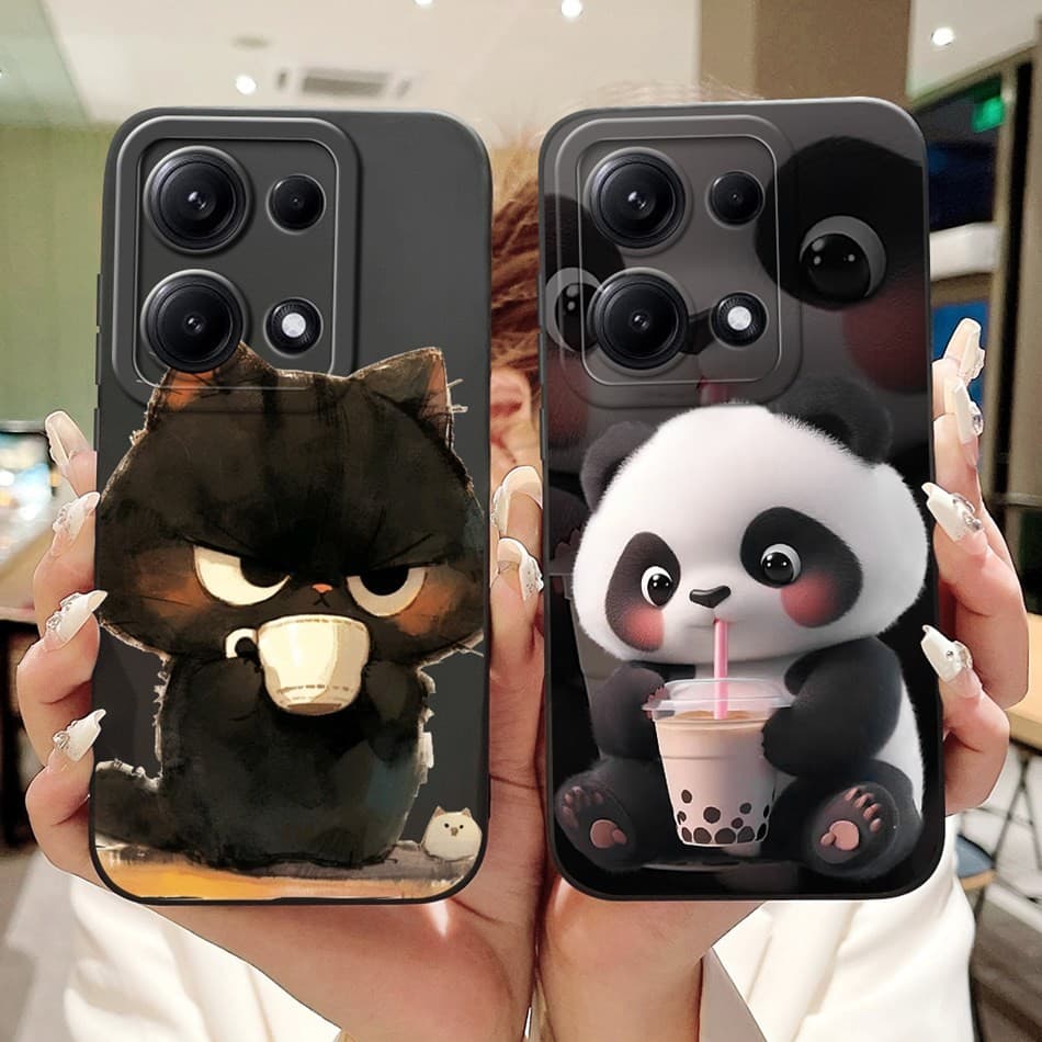 Capa Protetora De Lente Para Redmi Note 14S Cute Rabbit Panda Cartoon Soft Silicone Case