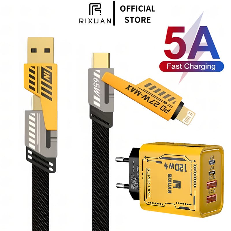 4-in-1 data cable 120W fast charging / Type C USB iOS application 1.2M fast charging Type C