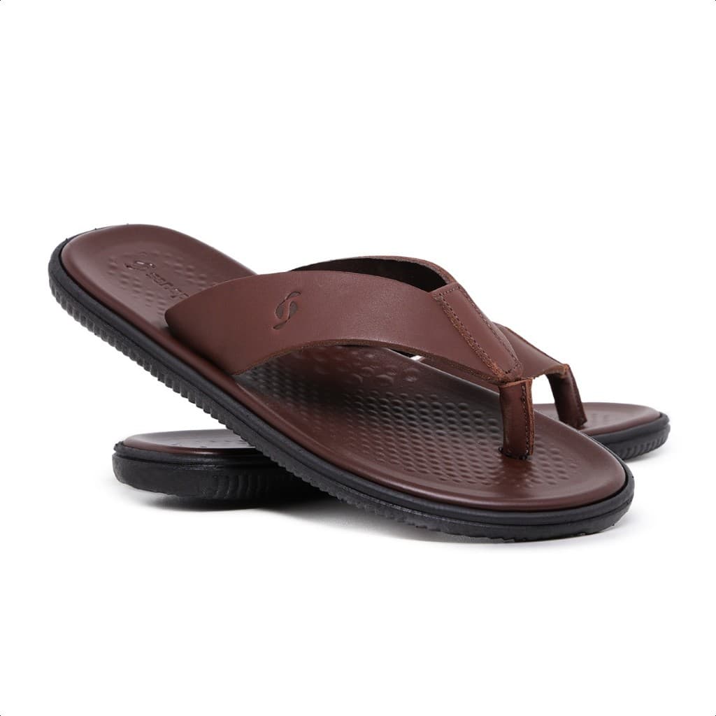 Chinelo Masculino Confortável em Couro Legítimo Sandália Ortopédica Antistress