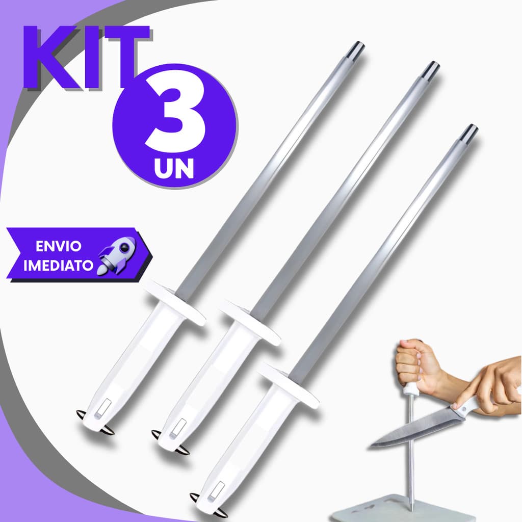 Kit 3/2 ou 1 Un Chaira 12” Afiador de Facas Profissional p/ Churrascaria Açougue Cozinha Restaurante