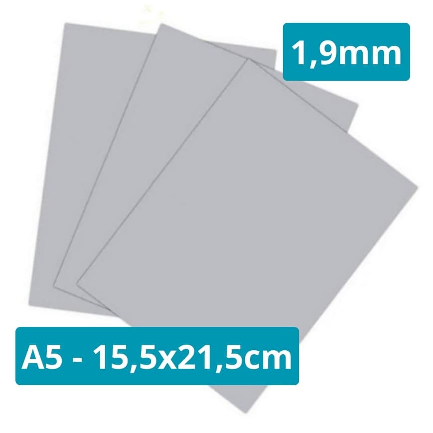 Papel Capa Dura Holler 1,9mm A5 15,5x21,5cm para Encadernação e Cartonagem - 2, 4, 6, 8 ou 10 unidades