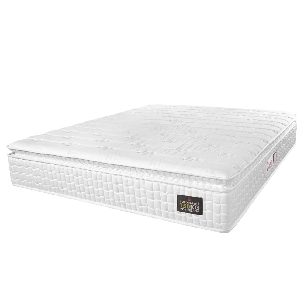 Colchão Casal Queen Espuma D45 Lazio Pillow Top 158x198x24cm Branco Hellen - Suporta Até 150 Kg Por Pessoa