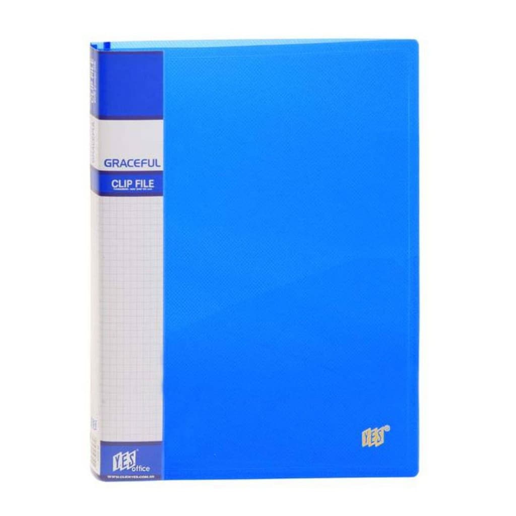 Pasta Grampo Mola A4 Transparente Azul Bolso Interno Yes Para Arquivos Exames Certificados Diploma